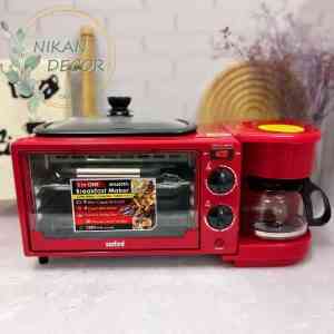 دستگاه صبحانه ساز 3 کاره قهوه ساز فر برقی سینی سرخ کن ساخت کشور چین رنگ قرمز برند sanford سانفورد